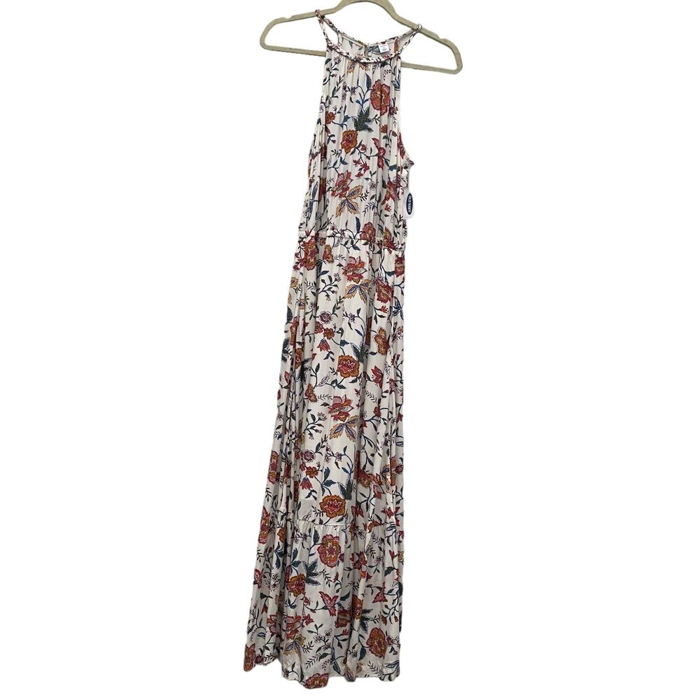 NWT Old Navy White Floral Tropical Sleeveless Tiered Maxi-Dress Size XS